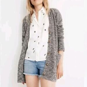 Madewell Alton Cardigan Sweater Gray Marled Size Large